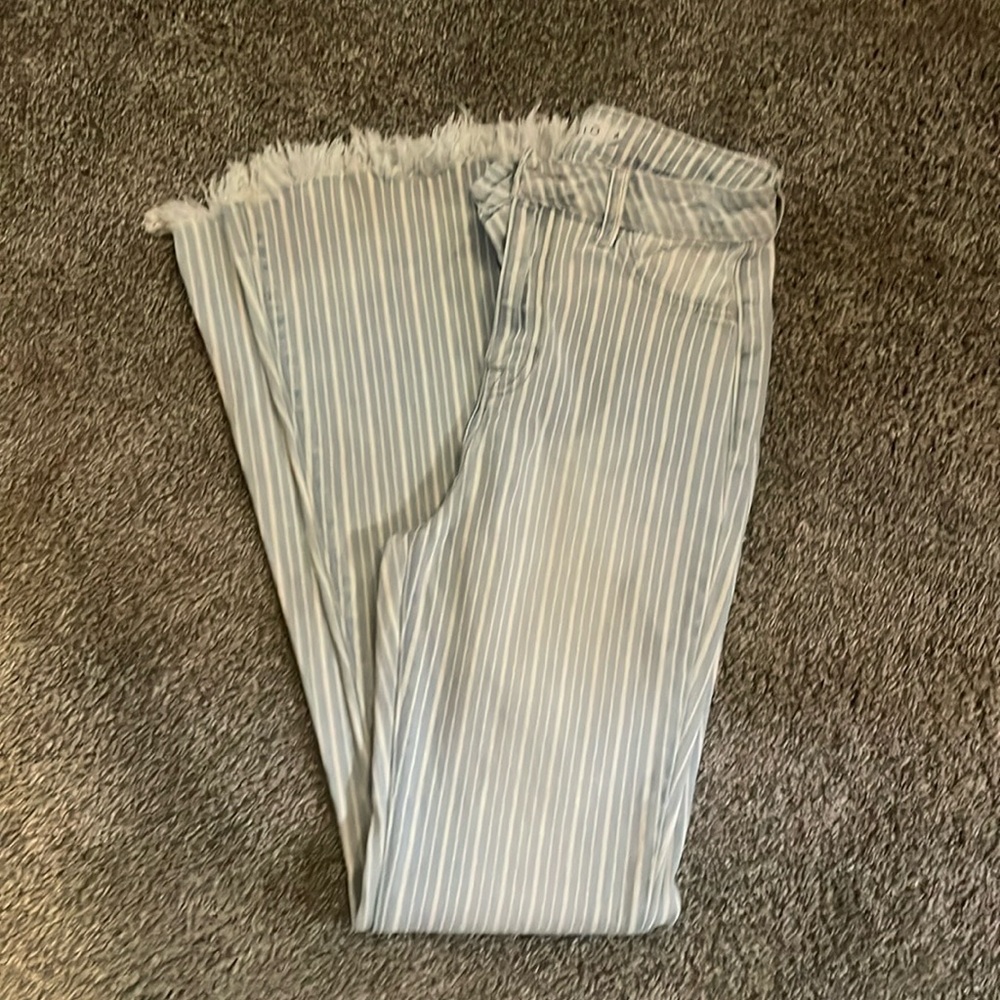 Pins striped flare jeans